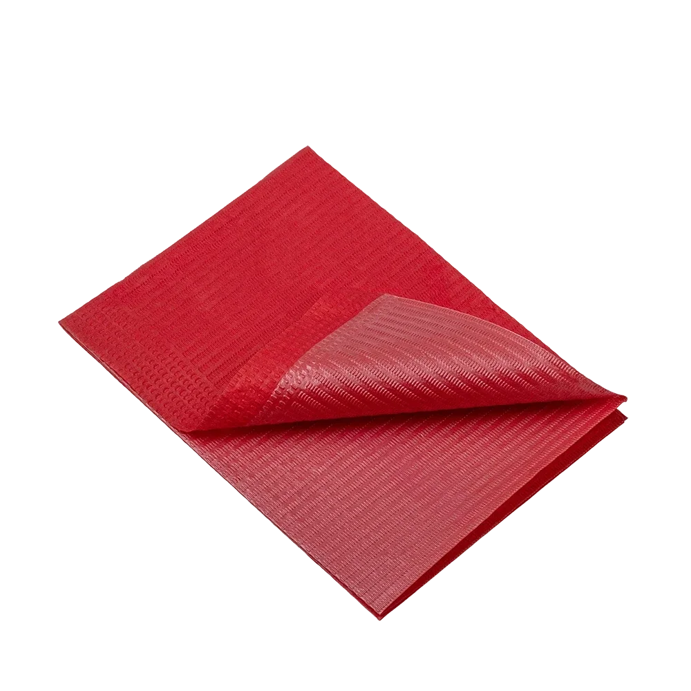 Dental disposable patient napkins, 33 x 45 cm, colour red: buy 1 or 2-ply dental napkins for use during dental treatments as practice supplies.