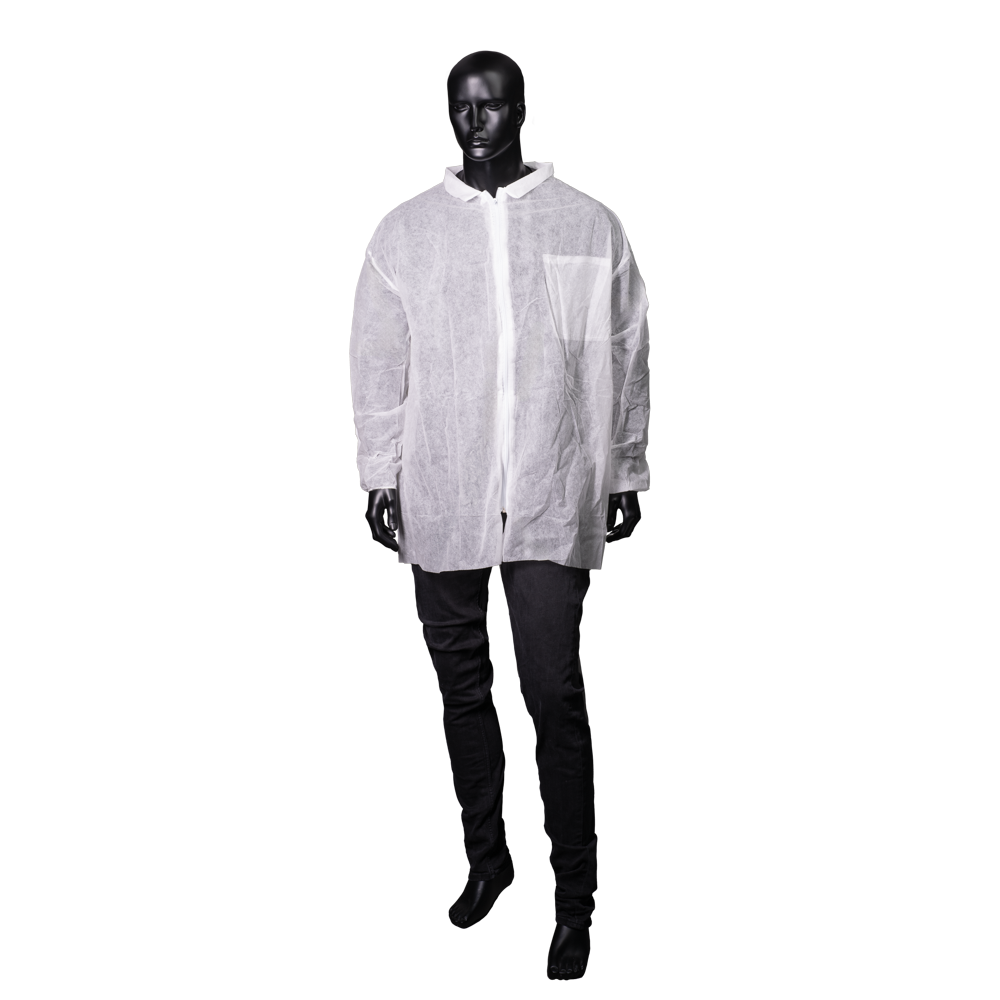 PP Non-woven visitor jacket with zip, white, size XXL, Med-Comfort