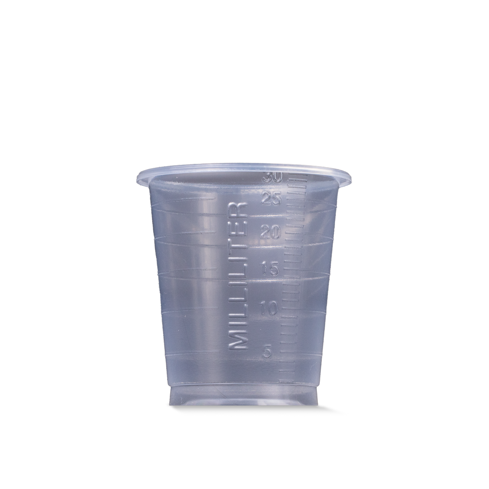 PP Medicine cup, colour transparent, 30 ml, graduated: buy polypropylene medicine cup for taking medicines or for dosing liquids and dispensing medicines as ward supplies.