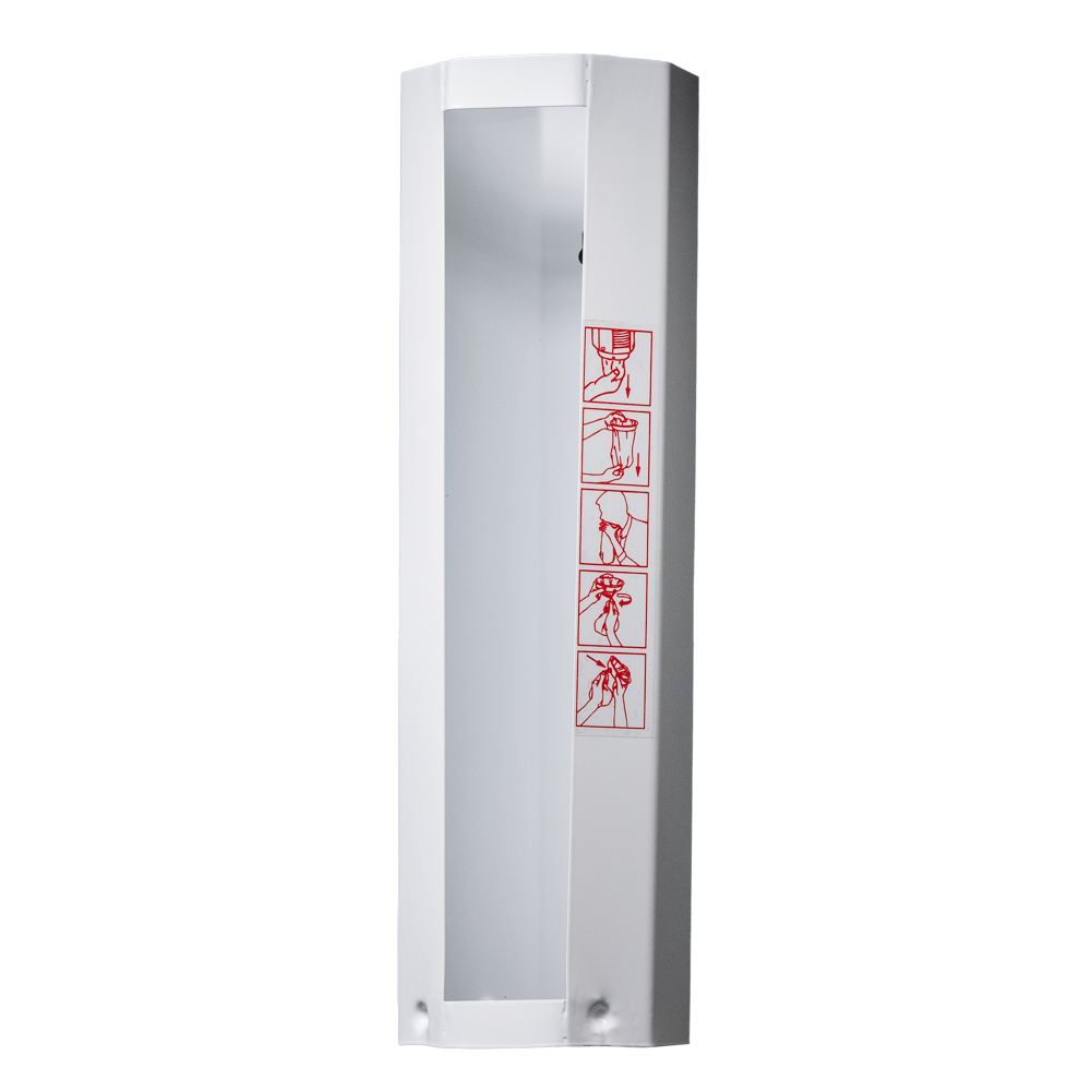 Sheet steel dispenser for 65 collection bags, white, size XL: buy Dispenser for hygienic and easy individual removal of 65 collection bags, as accessory for ward and patient use.