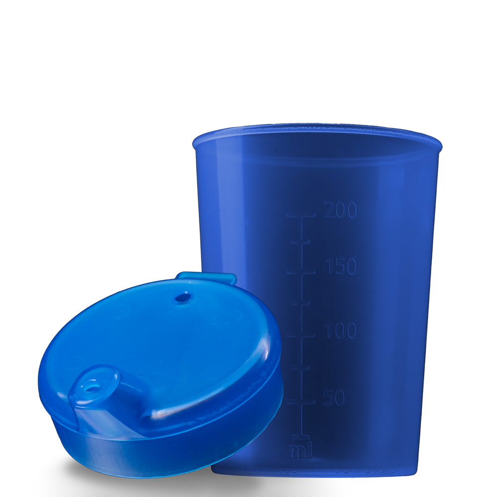 PP Beak cup top and bottom SET, blue, 50 x 250 ml