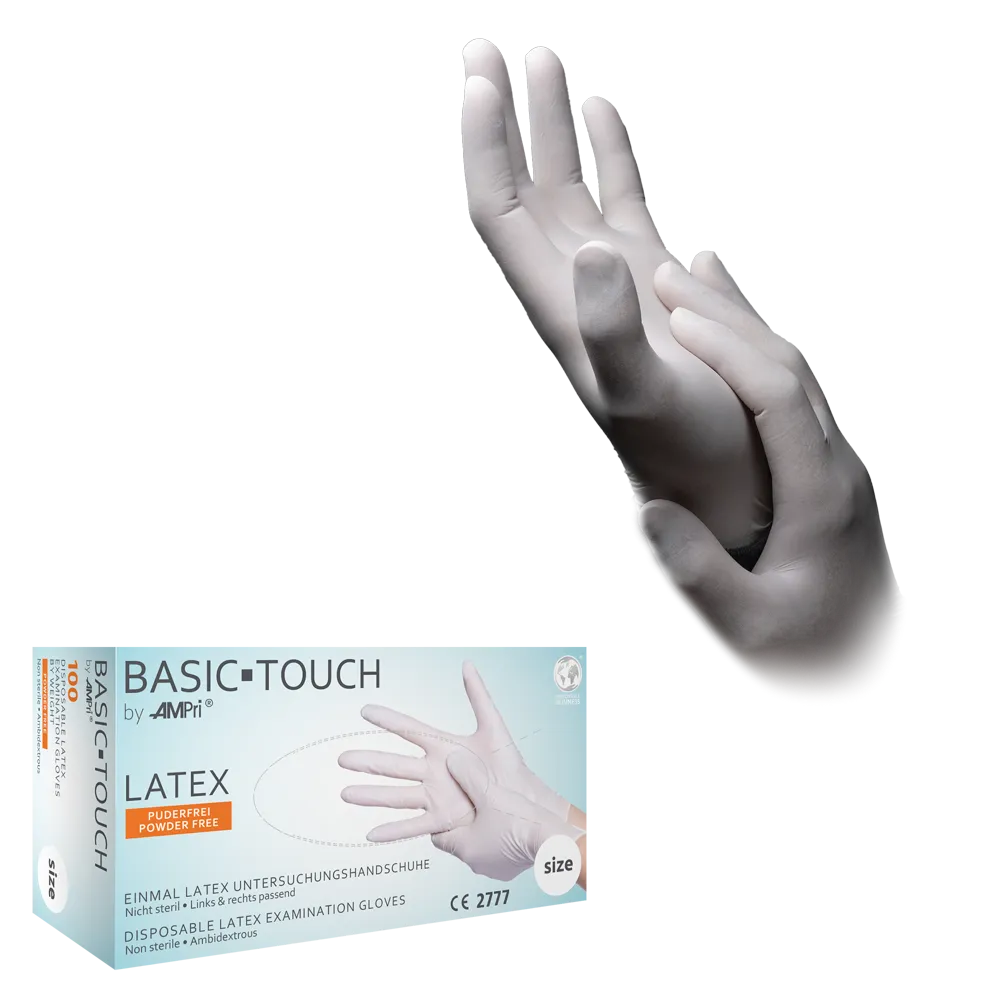 Latex glovers, white, size S, powderfree, Basic-Touch