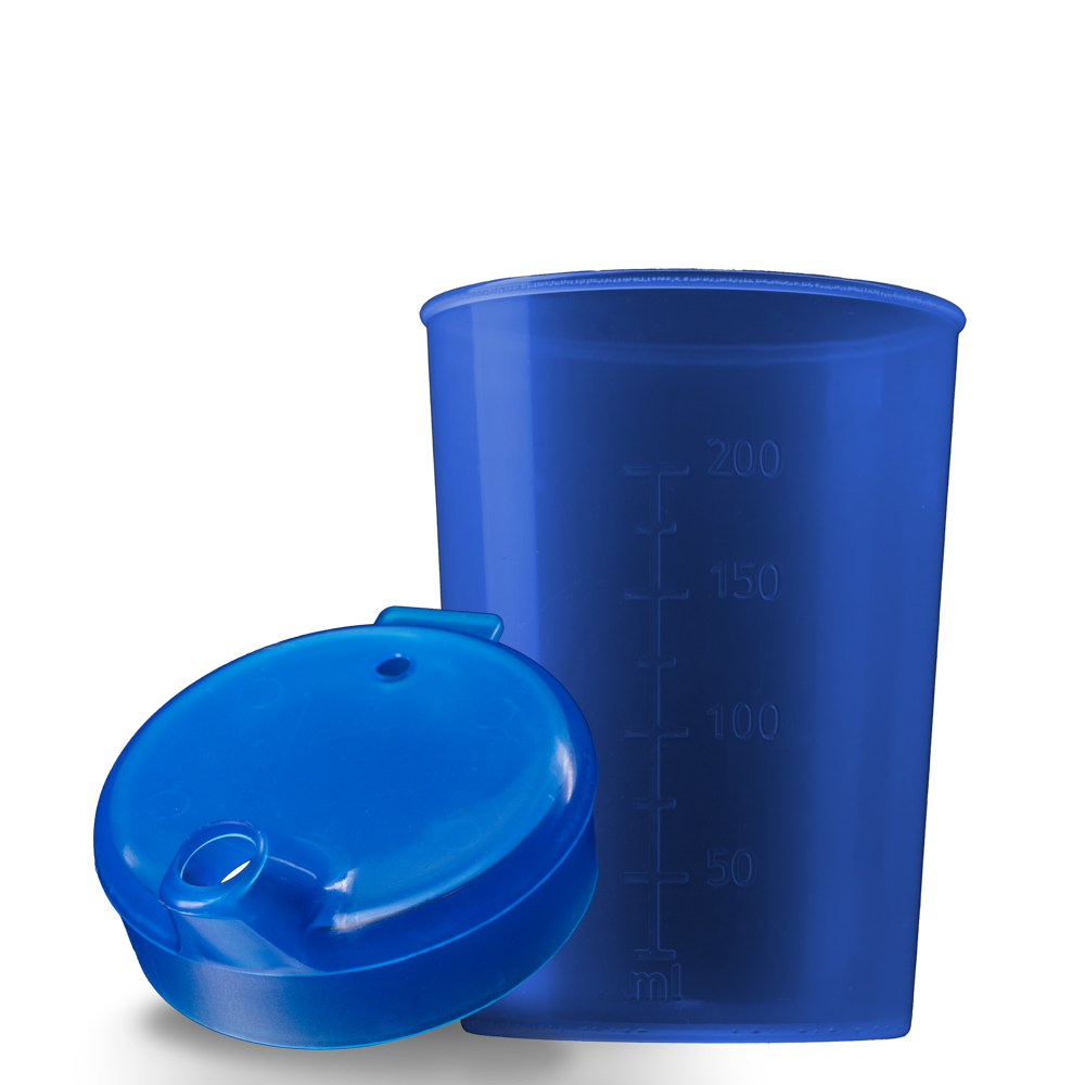 PP Beak cup top and bottom SET, blue, 50 x 250 ml