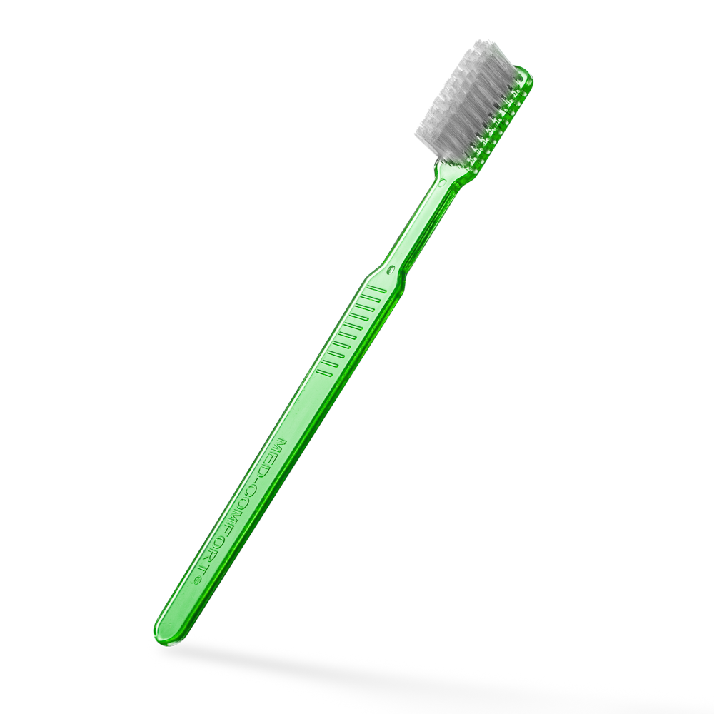 Dental PS disposable toothbrush with toothpaste, colour lime, light green, 15 x 2,6 cm, Med-Comfort: buy polystyrene disposable toothbrush for travel and use before dental treatment, as dental supplies.