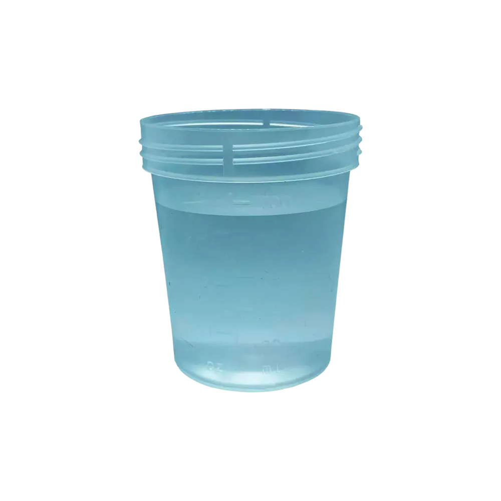 PP Urine collection container without lid, screw thread, 125 ml, colour transparent