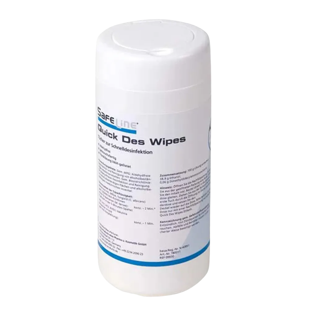 Disinfection wipes, in a tin, Safeline Quick Des Wipes N