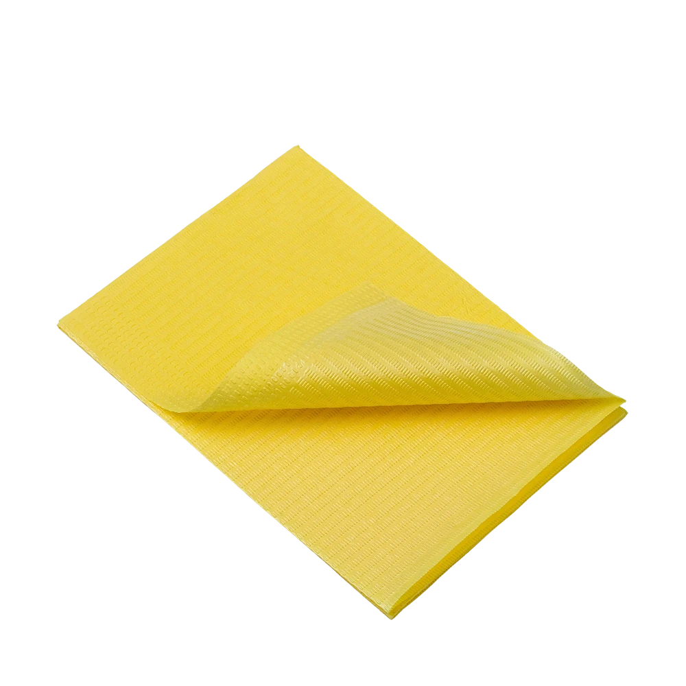Dental disposable patient napkins, 33 x 45 cm, colour yellow: buy 1 or 2-ply dental napkins for use during dental treatments as practice supplies.