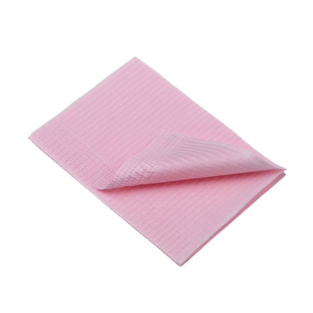 Dental disposable patient napkins, 33 x 45 cm, colour rose: buy 1 or 2-ply dental napkins for use during dental treatments as practice supplies.
