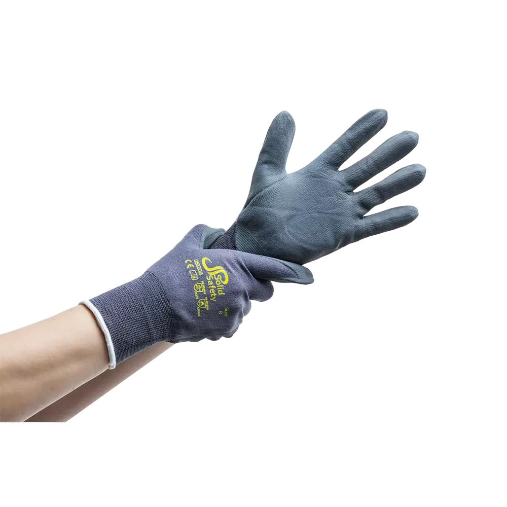 Assembly glove, size 8, grey, SolidSafety Tough Micro Touch: buy ultralight industrial safety glove as PPE.