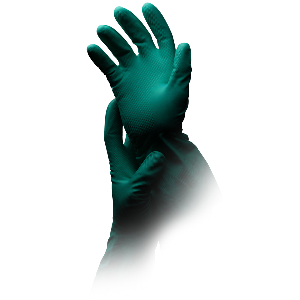 Chemical protection gloves nitrile, green, size S, chemical protection type A, Clean-Expert: buy nitrile gloves as chemical protection gloves and industrial gloves.