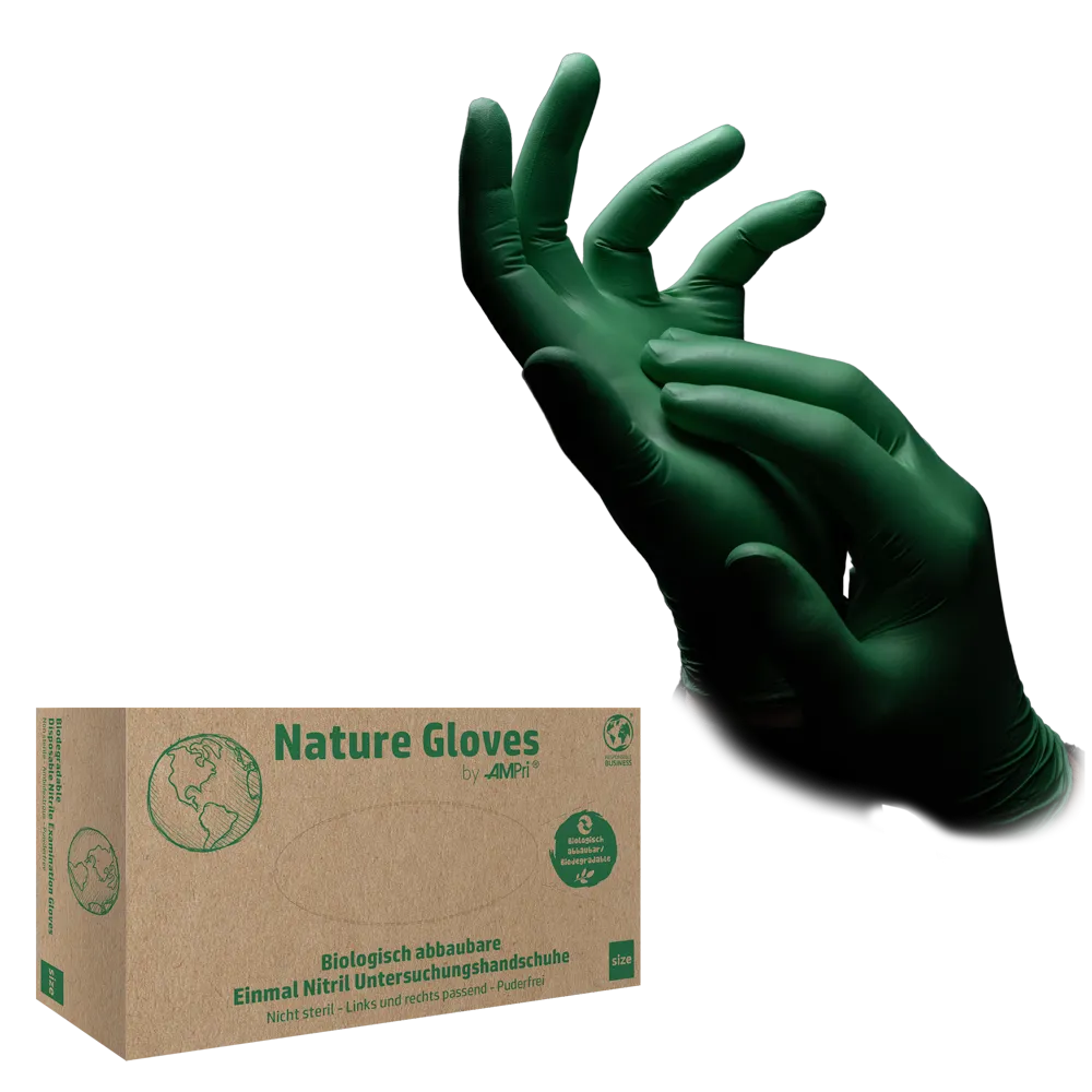Nitrile gloves, green, size XL, powder free, Nature gloves by Med-Comfort