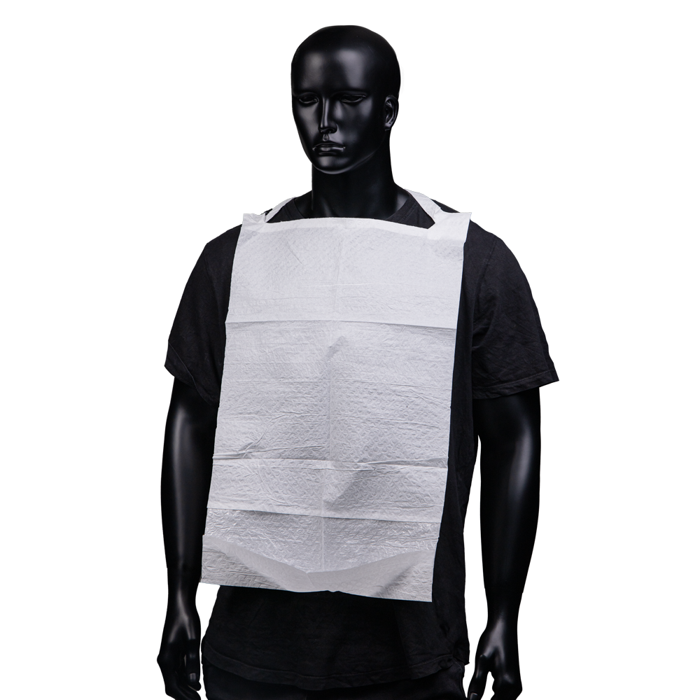 PE Disposable Eating Bibs, 370 x 660 mm, white, Med-Comfort
