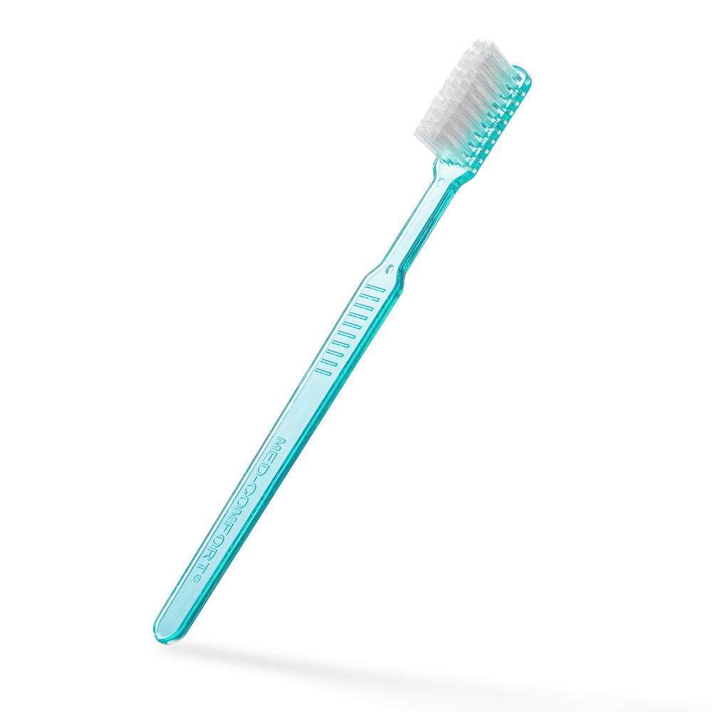 Dental PS disposable toothbrush with toothpaste, colour green, 15 x 2,6 cm, Med-Comfort: buy polystyrene disposable toothbrush for travel and use before dental treatment, as dental supplies.