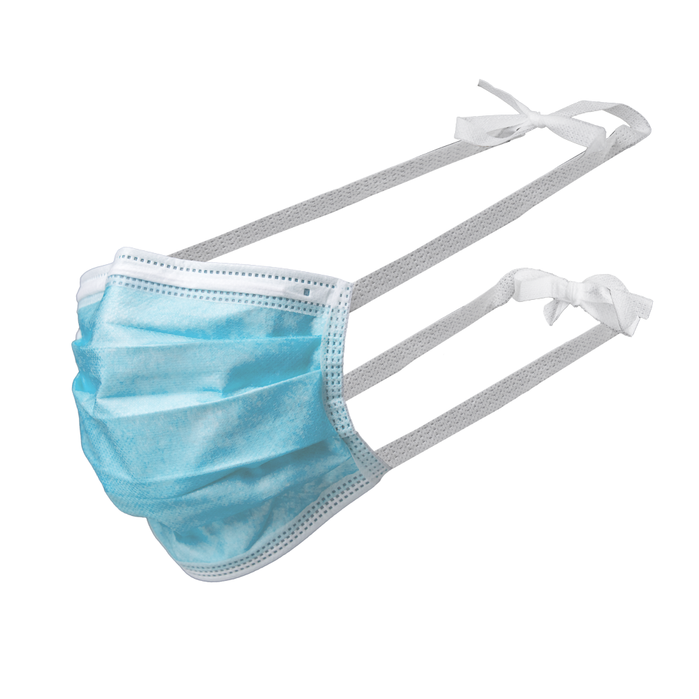 Surgical mask to tie, blue, 3-ply, type II, Basic-Plus