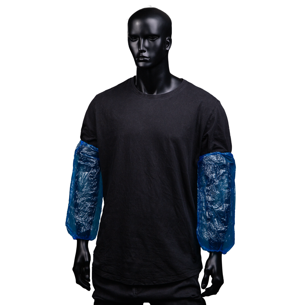 PE Sleeve protectors, 40 x 20 cm, colour blue, polyethylene, Med-Comfort: buy thanks to the elasticated band on both sides, durable, well-fitting and protective sleeve protectors as coloured protective clothing.