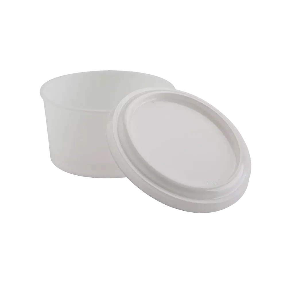 Disposable denture cup with lid, white, filling capacity 250 ml
