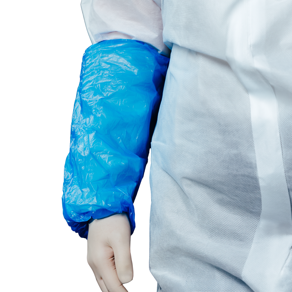 PE Sleeve protectors, 40 x 20 cm, colour blue, polyethylene, Med-Comfort: buy thanks to the elasticated band on both sides, durable, well-fitting and protective sleeve protectors as coloured protective clothing.