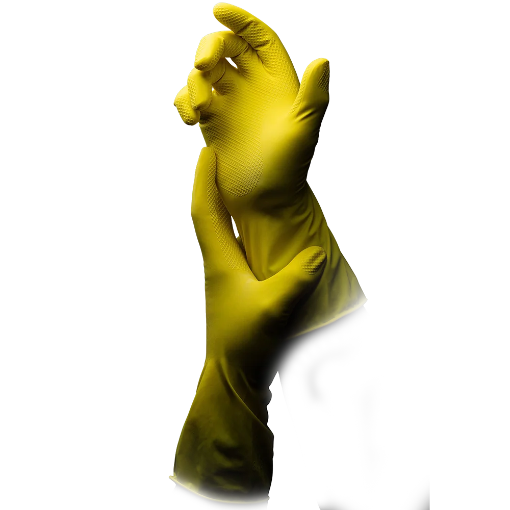 Household gloves latex, yellow, size XL, powderfree, Clean-Comfort