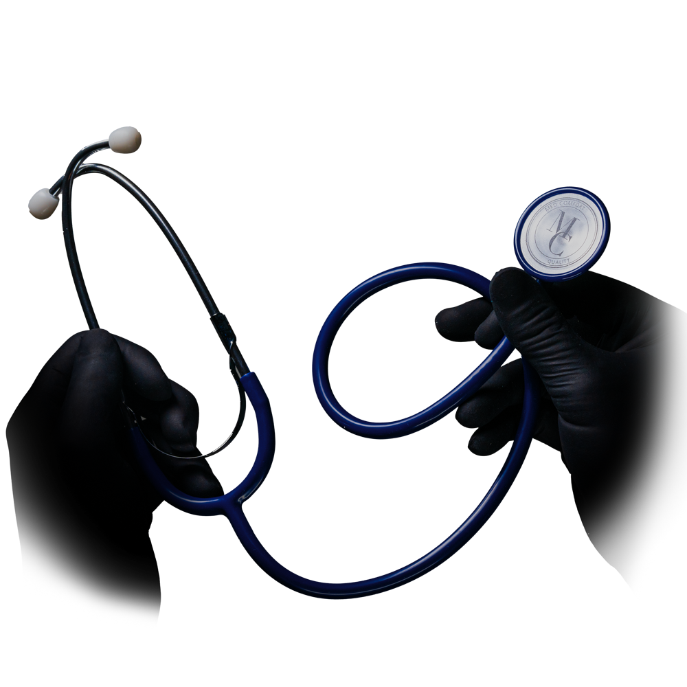 PVC Flat head stethoscope, colour blue, Med-Comfort: buy nurse stethoscope with aluminium alloy head for use in medicine and care as ward and patient supplies.