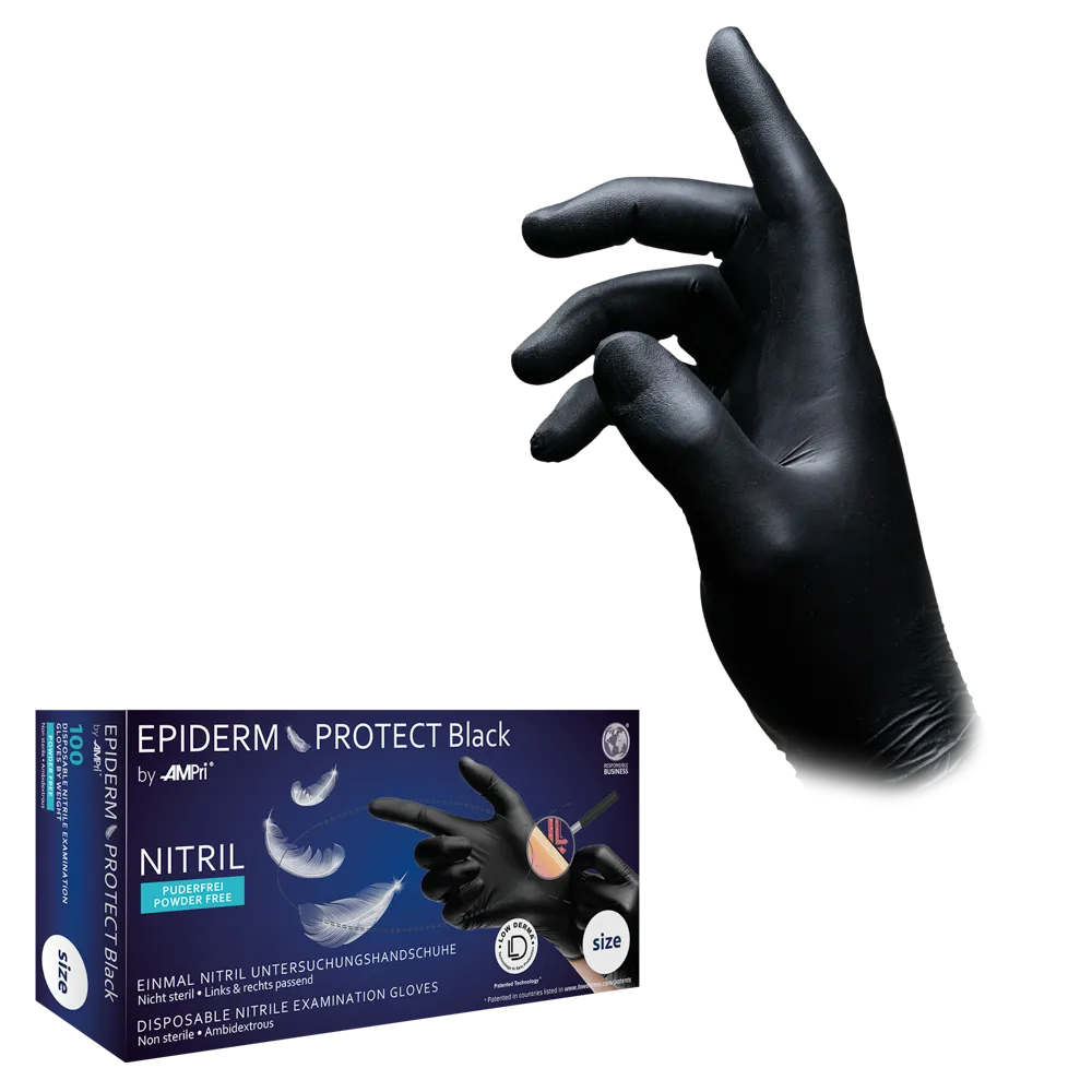 Nitrile gloves, black, size S, powder-free, Epiderm Protect Black by Med-Comfort