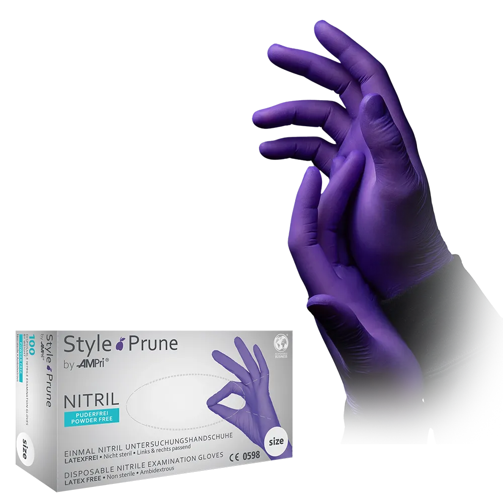 Nitrile gloves, dark purple, size XL, powderfree, style Prune by Med-Comfort