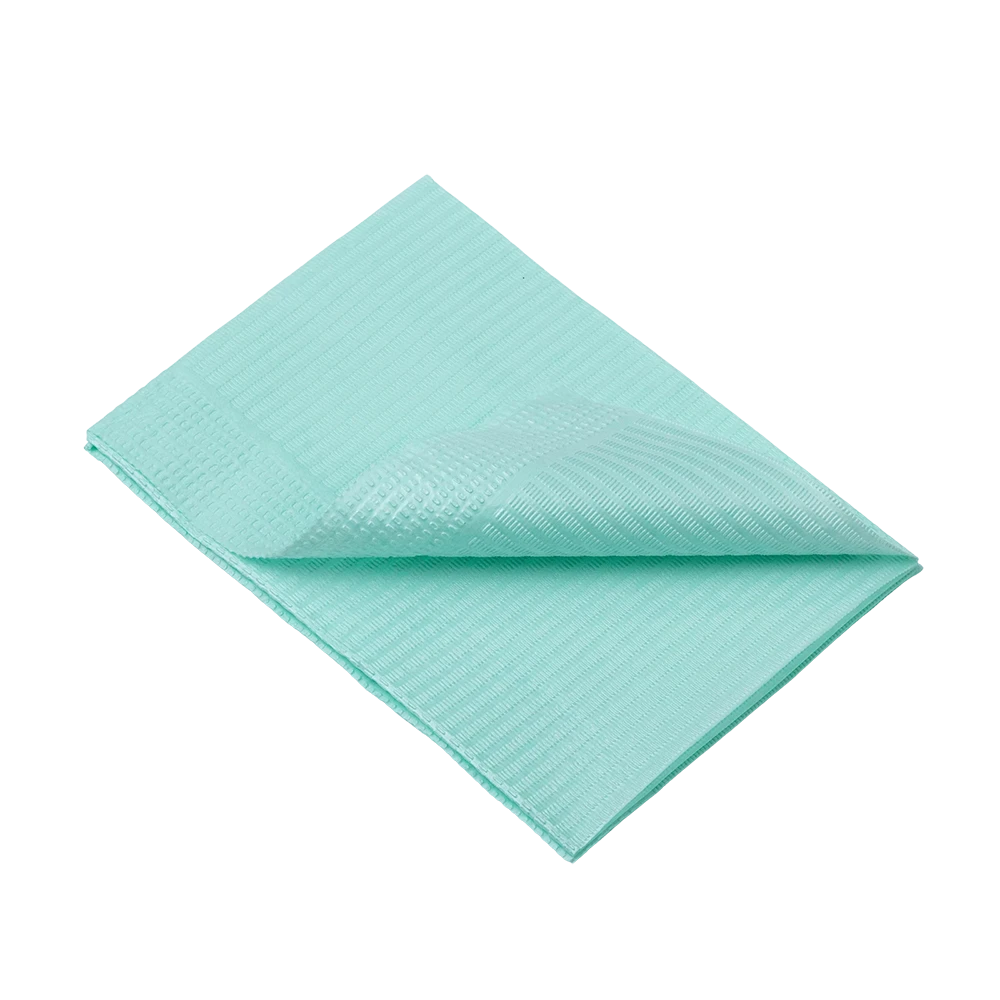 Dental disposable patient napkins, 33 x 45 cm, colour green: buy 1 or 2-ply dental napkins for use during dental treatments as practice supplies.