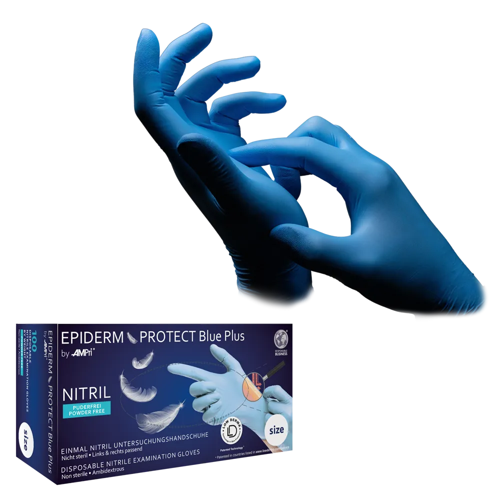Nitrile gloves, light blue, blue, size S, powder-free, Epiderm Protect Blue Plus by Med-Comfort