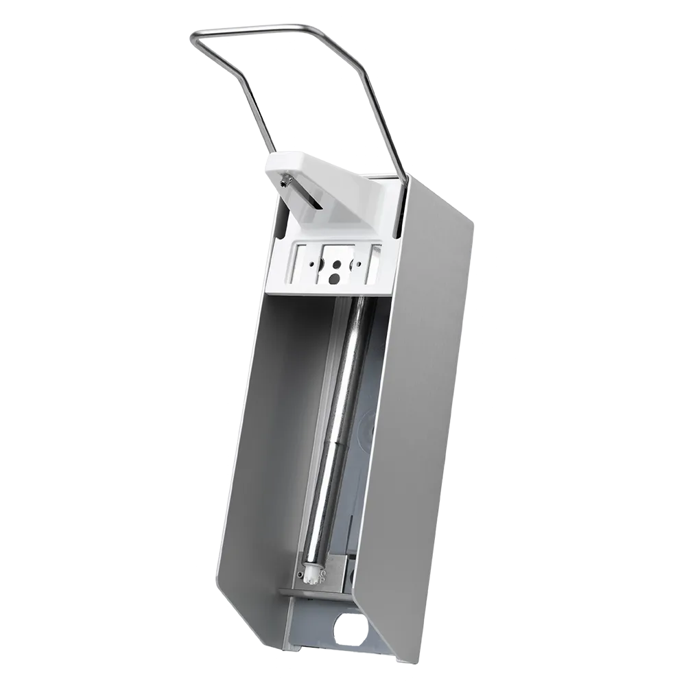 Wall dispenser for 1000 ml disinfectant and liquid soaps, 320 x 94 x 230 mm, long lever