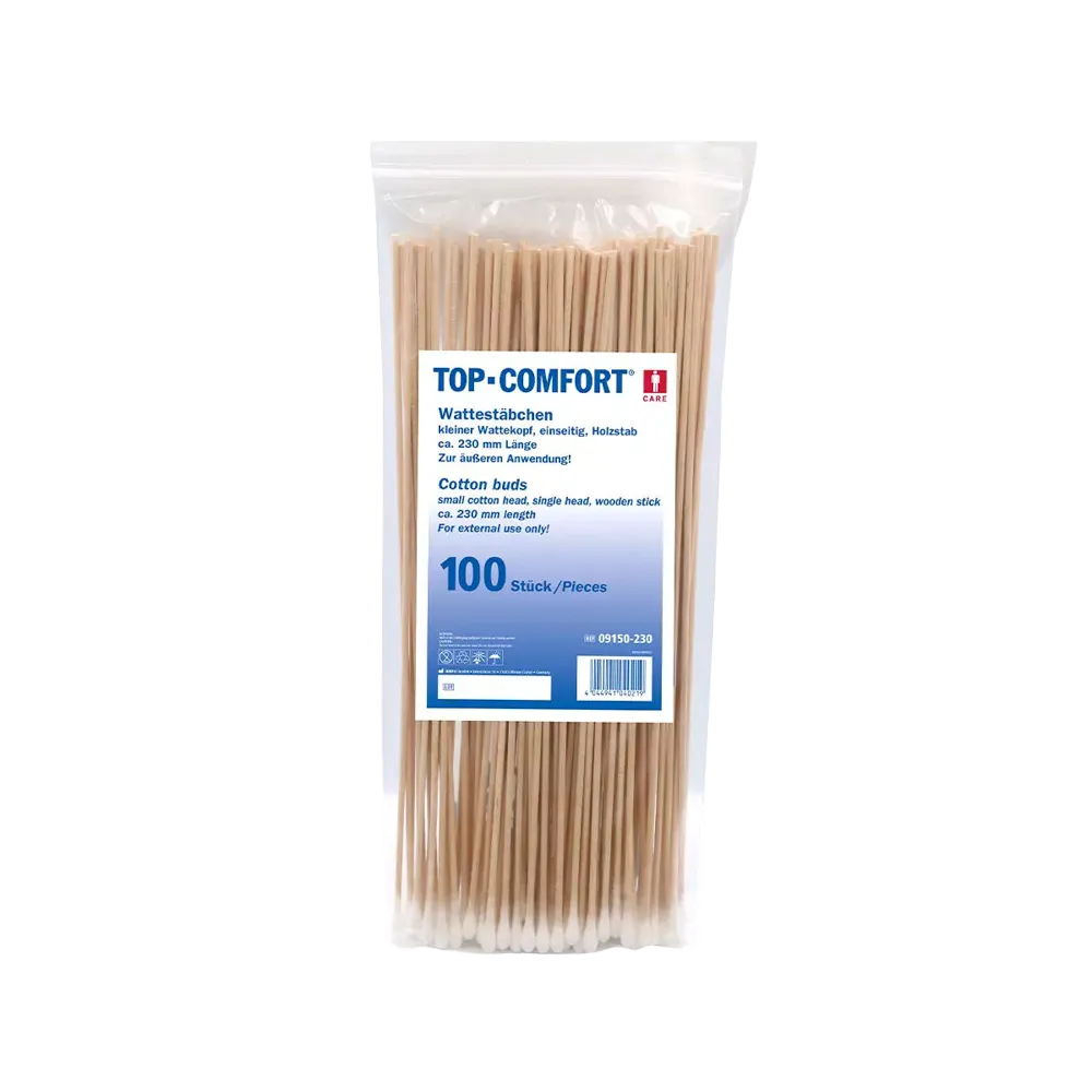 Disposable wooden stick cotton buds, 230 mm, natural wood, cotton, Top-Comfort