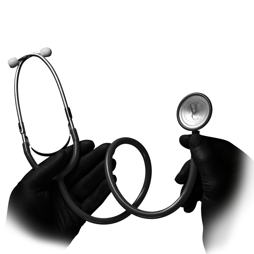 PVC Flat head stethoscope, colour black, Med-Comfort: buy nurses stethoscope with aluminium alloy head for use in medicine and care as ward and patient supplies.