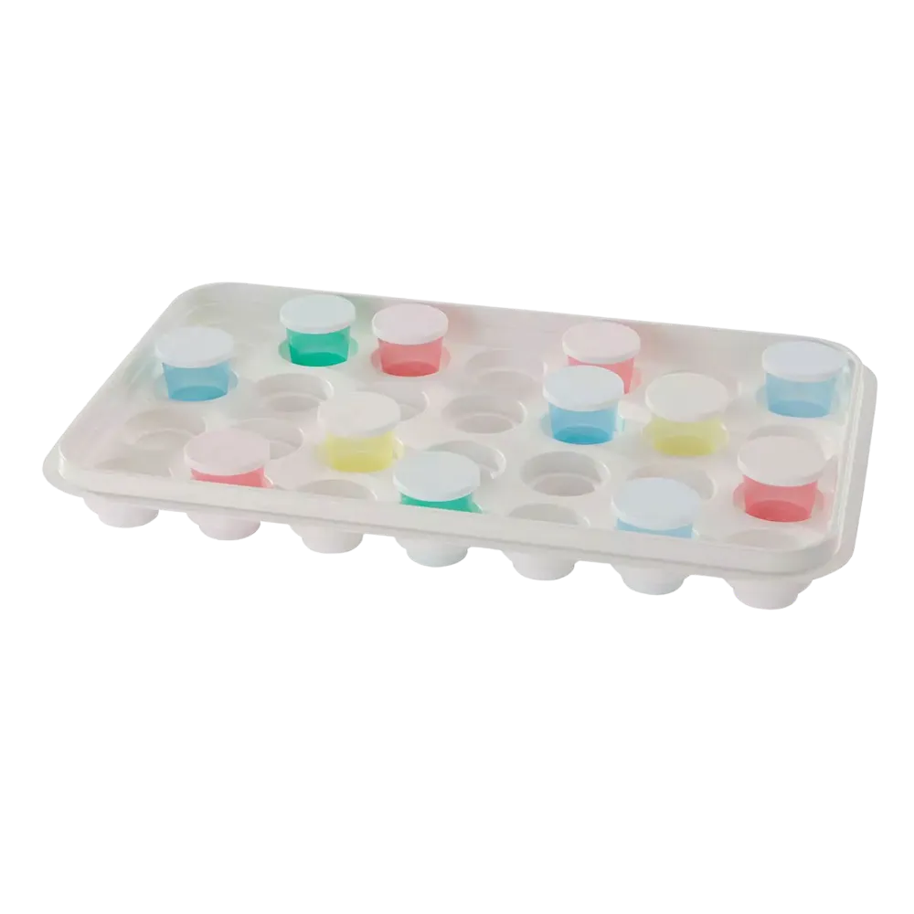 PS tray for 28 medicine cups, white, 375 x 225 x 40 mm