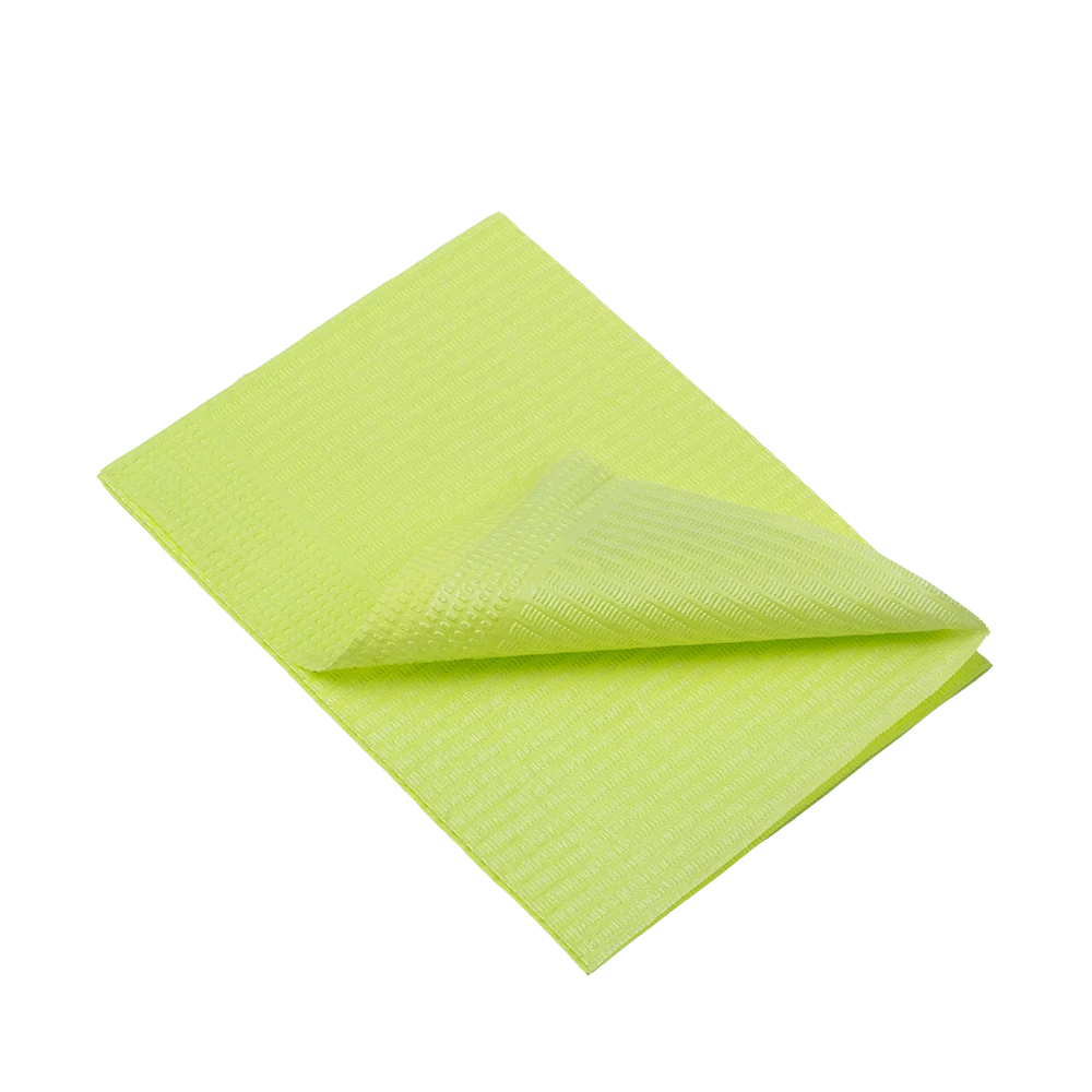 Dental disposable patient napkins, 33 x 45 cm, colour lime, light green: buy 1 or 2-ply dental napkins for use during dental treatments as practice supplies.