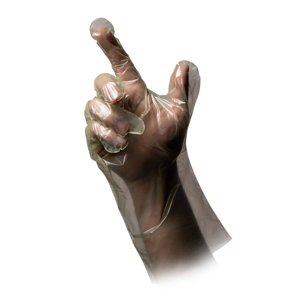 PE Glove, green, size L, hammered, Med-Comfort: buy PE Disposable gloves.