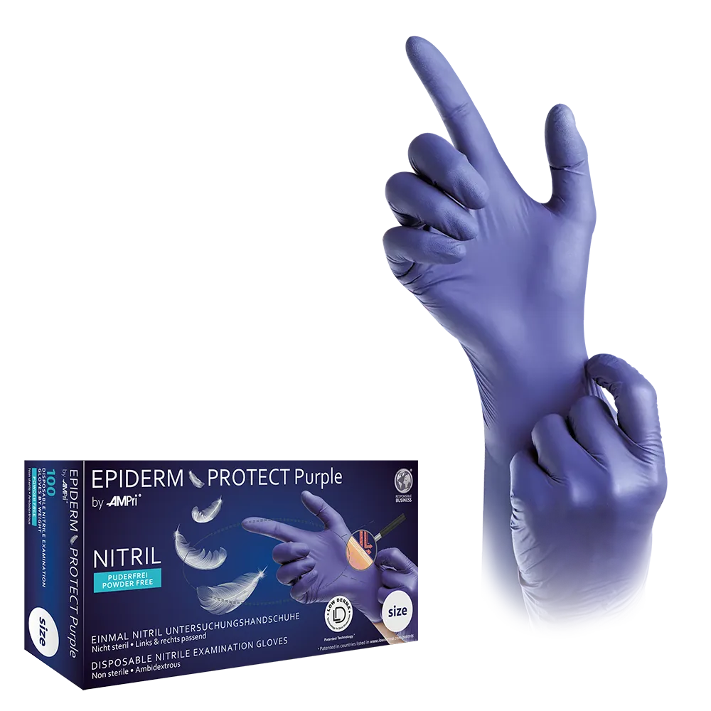 Nitrile gloves, purple, size XL, powder-free, Epiderm Protect Purple by Med-Comfort