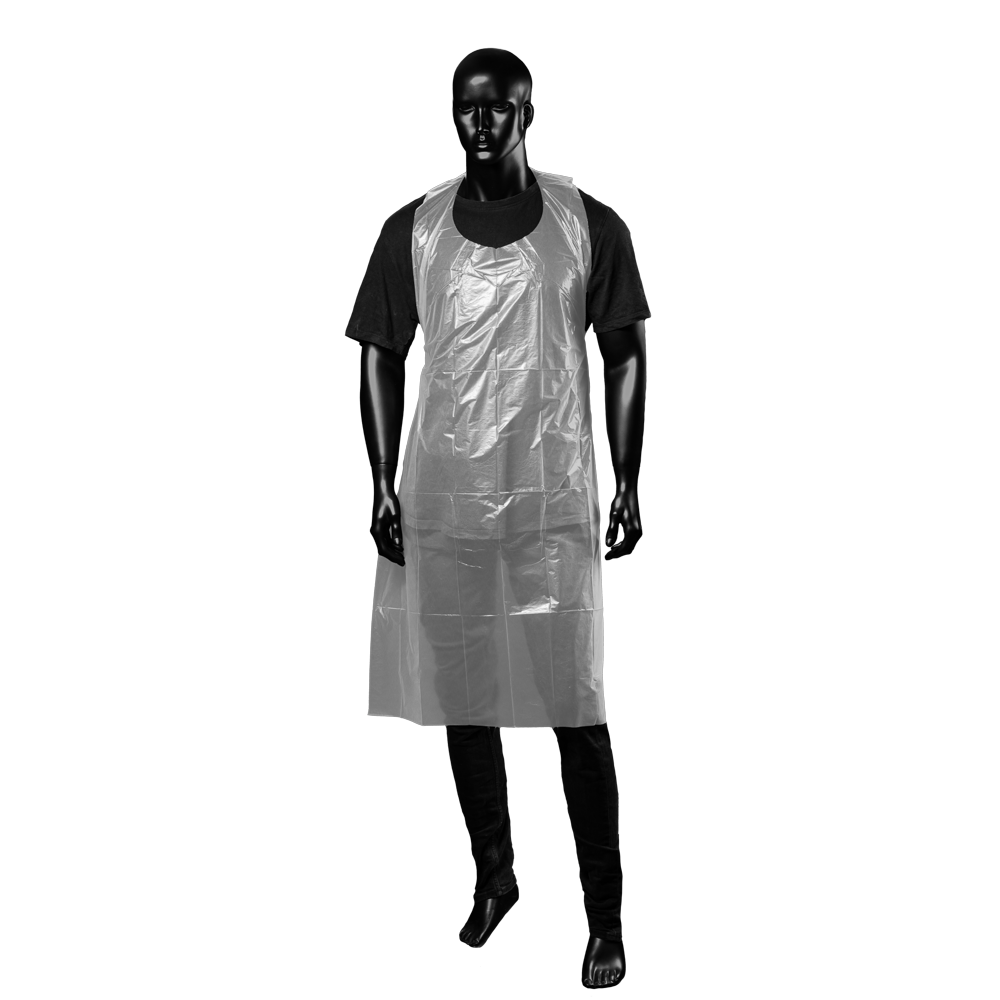 Disposable aprons, white, 80 x 125 cm, polyethylene, Med-Comfort: buy disposable apron for bandaging in hygienic dispenser box.
