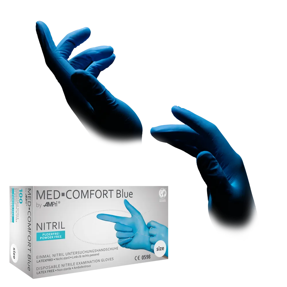 Nitrile gloves blue size XXL powderfree Med Comfort blue buy nitrile disposable gloves as protective gloves and examination gloves made of nitrile. XXL 01192 XXL