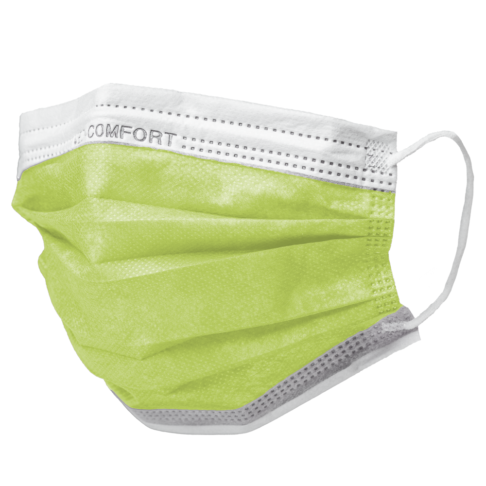OP mask, lime, green, fleece, type IIR, Med-Comfort: buy disposable mask as mouth nose protection.