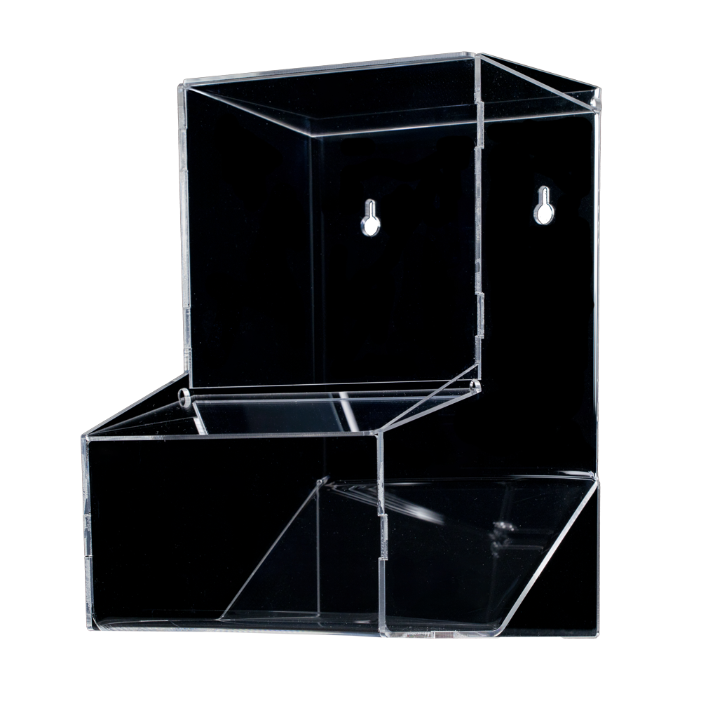 Universal dispenser, 172 x 270 x 190 mm, transparent, acrylic: buy dispenser for hygienic and easy single withdrawal suitable for clip-on bonnets, sleeve protectors, toothbrushes, ear protectors etc..